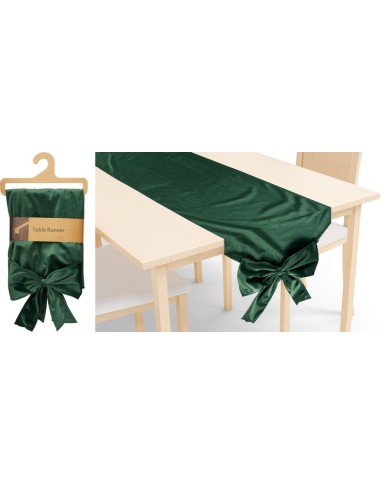 Obrus/štóla vianočná s mašľou 240x33 cm polyester zelený