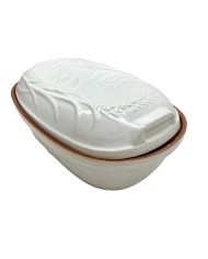 Pekáč keramický 4,5 l glazovaný oválny zdobený biely Skveler