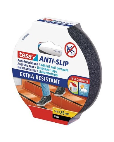 Páska tesa® Anti-slip, protišmyková na schody, lepiaca, čierna, 25 mm, L-5 m