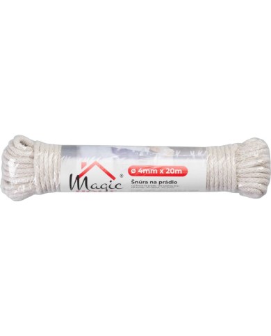 Šnúra na prádlo Cloth-Line L-20 m/4 mm, Bavlna, biela