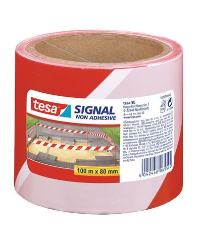 Páska tesa® SIGNAL, 80 mm, výstražná, červená/biela, L-100 m