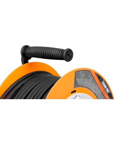 Kábel Strend Pro CR038, predlžovací, L-20 m, 4x zásuvka, IP44, čierna guma, na bubne