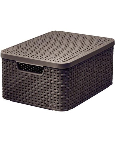 Košík s vekom Curver® STYLE2 LID M, tmavohnedý, s vekom, 38x29x17 cm