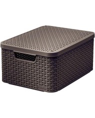 Košík s vekom Curver® STYLE2 LID M, tmavohnedý, s vekom, 38x29x17 cm