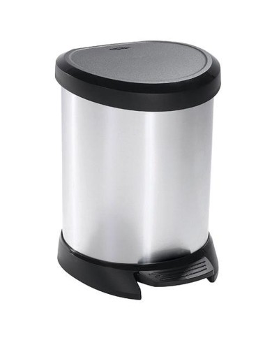 Kôš Curver® DECO BIN 5 lit., strieborný/čierny, na odpad, s pedálom