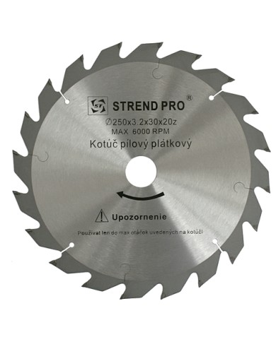 Kotúč Strend Pro SuperSaw NW 250x3,2x30 20T, na drevo, pílový, SK plátky