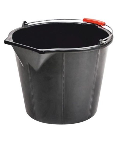 Vedro ReCycled® STRONG 15 lit., stavebné, s výlevkou, extra silné, plastový úchyt, čierne