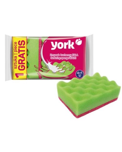 Hubka York 030220, špongia na kuchynský riad, 4+1 ks, wave, vlnitá