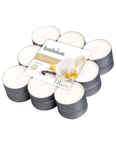 Sviečky Bolsius Tealight True Scents, čajové, vonné, vanilka, bal. 18 ks