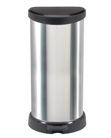 Kôš Curver® DECO BIN 40 lit., strieborný/čierny, na odpad, s pedálom