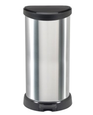 Kôš Curver® DECO BIN 40 lit., strieborný/čierny, na odpad, s pedálom