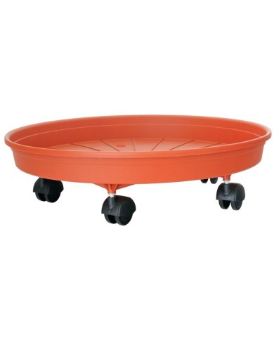 Podložka pod kvetináč ICS MARGHERITA 35 cm, okrúhla, vozík s kolieskami, farba terakota, plast