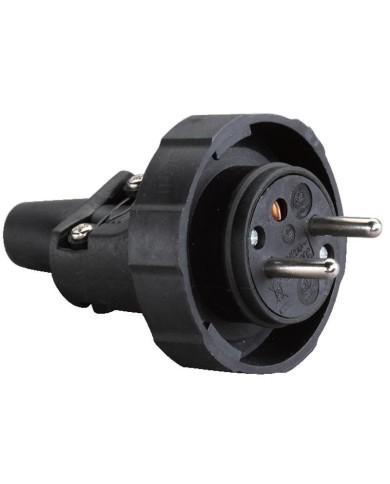 Vidlica do zásuvky Strend Pro, na predlžovací kábel, 230V, IP65, 16A, guma, čierna