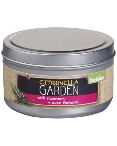 Sviečka Bolsius Jar Citronella, repelentná, rozmarín, v plechovej dóze