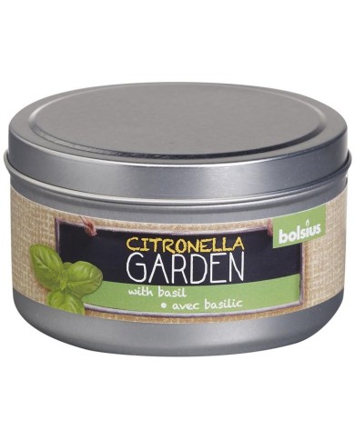 Sviečka Bolsius Jar Citronella, repelentná, bazalka, v plechovej dóze