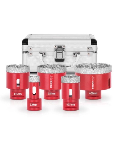 Sada vyrezávačov Strend Pro Premium DCB11S5, 20-35-45-55-68 mm, M14, diamant, korunky, professional