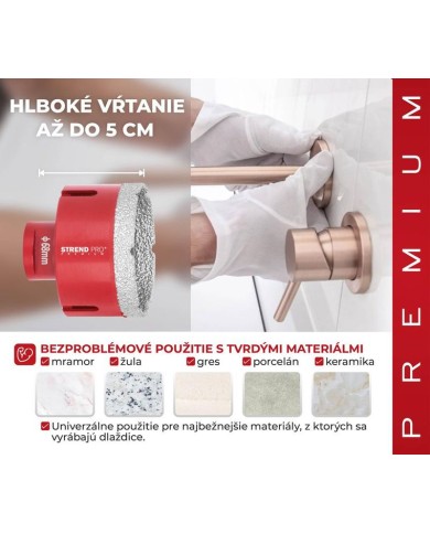 Sada vyrezávačov Strend Pro Premium DCB11S5, 20-35-45-55-68 mm, M14, diamant, korunky, professional