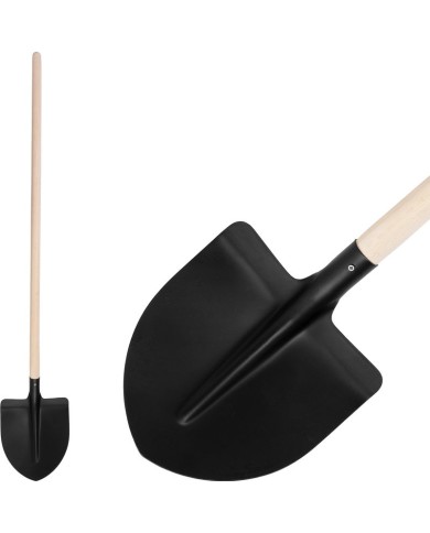 Lopata S510SL.WH, špicatá, čierna, drevená násada