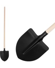 Lopata S510SL.WH, špicatá, čierna, drevená násada