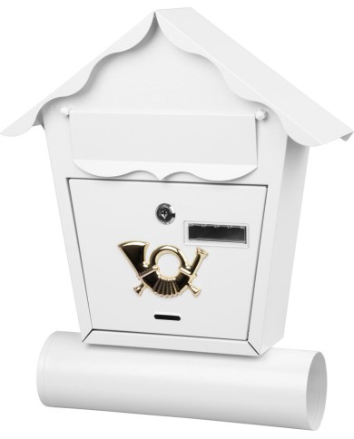 Schránka NESTOR, 370x100x440 mm, poštová, s rúrou na noviny, biela