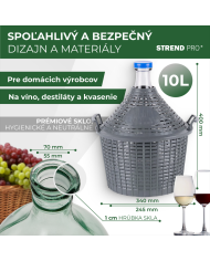 Demižón Strend Pro Cada Inco, 10 lit. sklenený, na víno a pálenku, plastový kryt