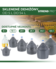 Demižón Strend Pro Cada Inco, 10 lit. sklenený, na víno a pálenku, plastový kryt