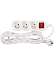 Kábel DG-F803BK L-5 m, predlžovací, biely, 3x zásuvka + vypínač, new edition