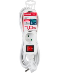 Kábel DG-F803BK L-7 m, predlžovací, biely, 3x zásuvka + vypínač, new edition