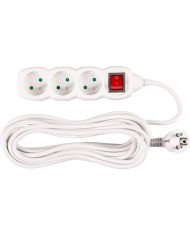 Kábel DG-F803BK L-7 m, predlžovací, biely, 3x zásuvka + vypínač, new edition