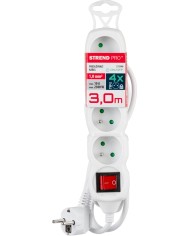 Kábel DG-F804BK L-3 m, predlžovací, biely, 4x zásuvka + vypínač, new edition