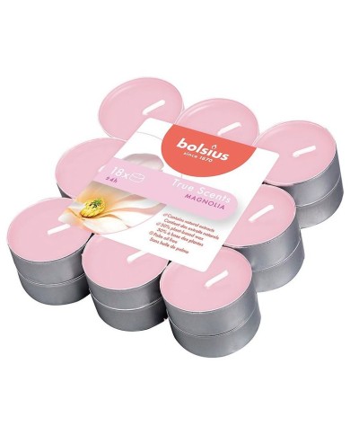 Sviečky Bolsius Tealight True Scents, čajové, vonné, magnólia, bal. 18 ks
