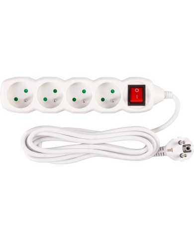 Kábel DG-F804BK L-3 m, predlžovací, biely, 4x zásuvka + vypínač, new edition