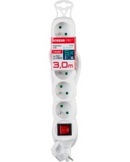 Kábel DG-F805BK L-3 m, predlžovací, biely, 5x zásuvka + vypínač, new edition