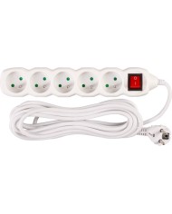 Kábel DG-F805BK L-5 m, predlžovací, biely, 5x zásuvka + vypínač, new edition
