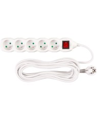 Kábel DG-F805BK L-7 m, predlžovací, biely, 5x zásuvka + vypínač, new edition