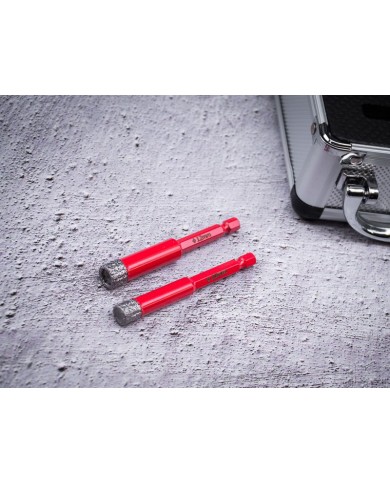 Sada vyrezávačov Strend Pro Premium, 6-8-10-12 mm, HEX, 6 mm vrták do skla diamant, korunky, professional