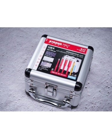 Sada vyrezávačov Strend Pro Premium, 6-8-10-12 mm, HEX, 6 mm vrták do skla diamant, korunky, professional