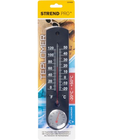 Teplomer Strend Pro TMS-055 BlackBar, vonkajší, na okno, 250x55x12 mm, plast, s vlhkomerom