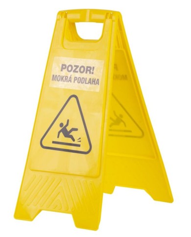 Tabuľa výstražná "POZOR, MOKRÁ PODLAHA", 60x30 cm, polepená, text v EN a SK