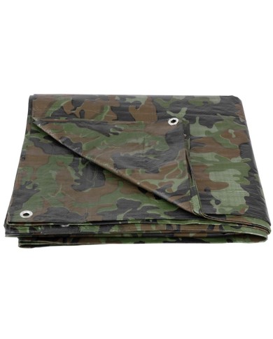 Plachta Tarpaulin Khaki 4x5 m, 80 g/m, zakrývacia, oliva/kamufláž, s okami