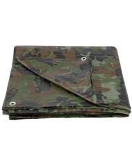 Plachta Tarpaulin Khaki 4x5 m, 80 g/m, zakrývacia, oliva/kamufláž, s okami