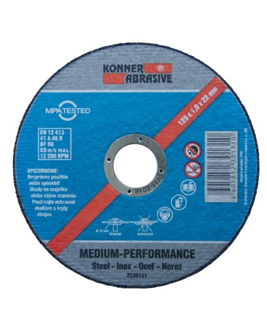 Kotúč KONNER D603 125x1,0x22 mm, rezný na kov