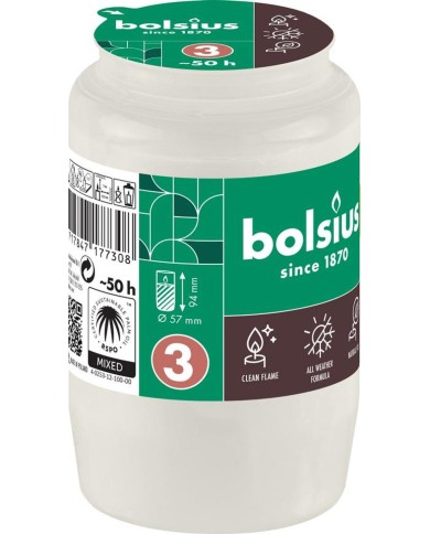 Náplň Bolsius, 50 h, 152 g, 57x94 mm, do kahanca, biela, olej