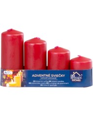 Sviečka MagicHome, vianočná, adventná, bordová, 48 mm 60/80/100/120 mm, bal. 4 ks