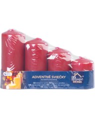 Sviečka MagicHome, vianočná, adventná, bordová, 48 mm 60/80/100/120 mm, bal. 4 ks