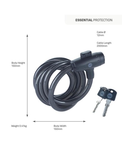 Zámok Yale YCK0/12/200/2, na bicykel, na kľúč, 2000 mm