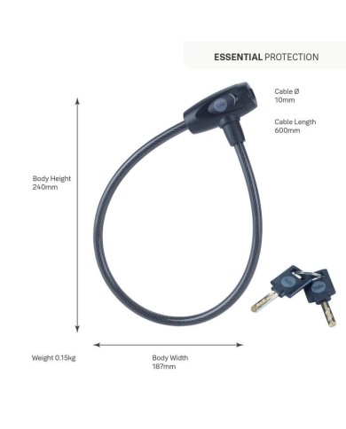 Zámok Yale YCK0/10/60/2 , na bicykel, na kľúč, 600 mm