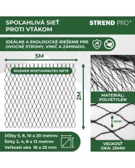 Sieť Strend Pro, 2x5 m, oko 25 mm, proti vtákom, PE