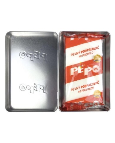 Krabička s podpaľovačom PE-PO®, pevný, 40 podpalov, rozpaľovač na gril, kachle, krby, pece