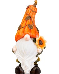 Dekorácia MagicHome Nature, Trpaslík so slnečnicou, polyresin, 20x14x41 cm